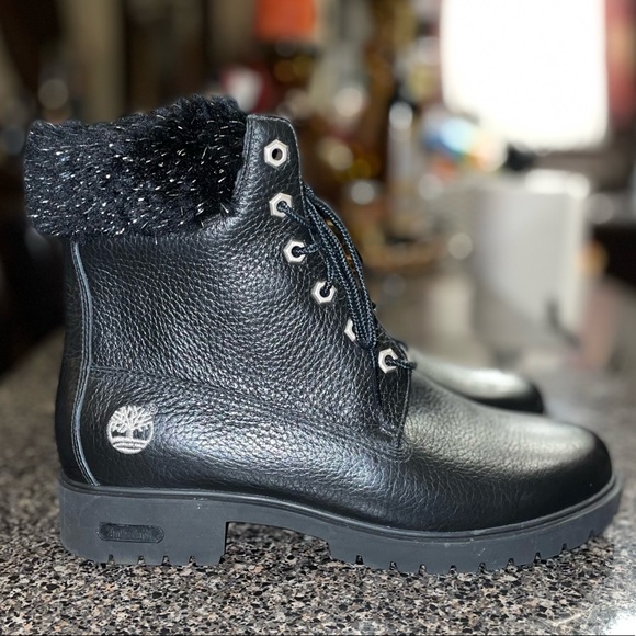 NEW Timberland Vintage Premium Leather Combat Fur Boots Womens Size 9M Unisex - Picture 3 of 9